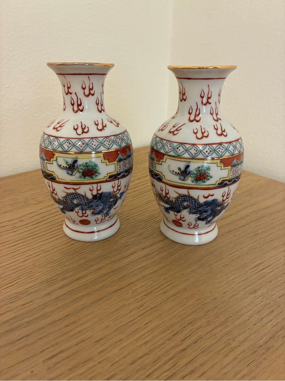 Vintage ACF Japanese Porcelain Ware Vases (Pair of 2) - Picture 3 of 8